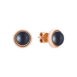 Cercei argint placati cu aur roz cu perle naturale negre cu reflexii DiAmanti SK22525GE_B-G (Argint 925‰ 2,3 g.)